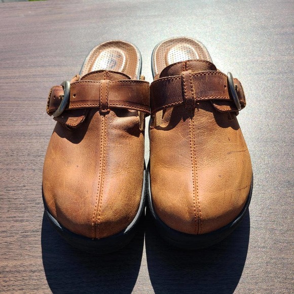 Crocs Cobbler 15513 Leather Clogs Heel Buckle Brown Slip On Women's Size… - Picture 5 of 12